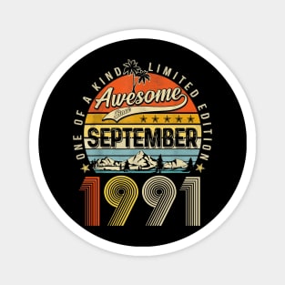 Awesome Since September 1991 Vintage 32nd Birthday Magnet